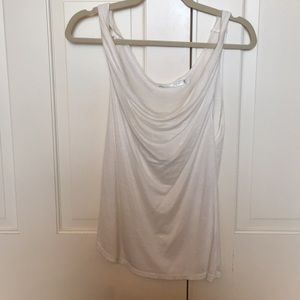 White plunge neck tank top